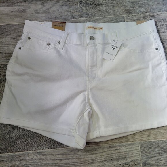 Levi's Pants - Levi's White Shorts Women's 34 Mid-Length Mid Rise 5 Pocket Cuffed Hem NWT